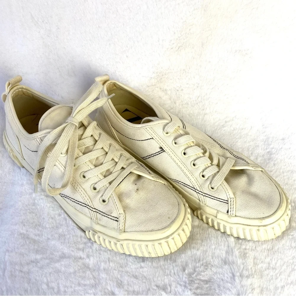 Zara Off White Canvas Aesthetic Sneakers - Picture 2 of 8